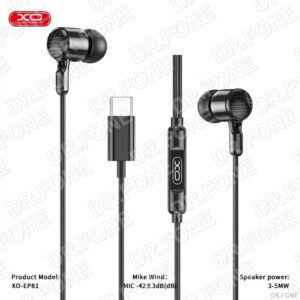 EP81 Sunflower In-Ear Type-C Digital Decoding Headphones in black, modern design, ideal for Type-C devices