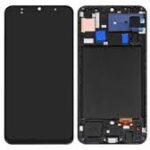 Samsung Galaxy A50 SM-A505 original LCD display assembly with frame in black, compatible with 2019 model.
