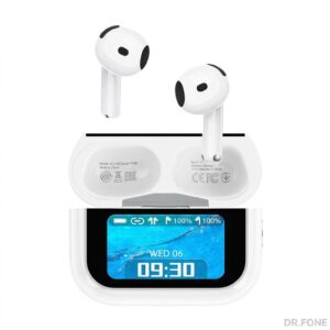 X45 Smart ANC TWS Earbuds with LCD Display Case, 6th Gen – White
