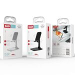 C67 Aluminum Alloy Desktop Phone Holder in white, sturdy adjustable stand for smartphones
