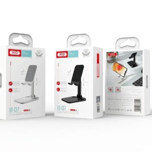 C67 Aluminum Alloy Desktop Phone Holder in white, sturdy adjustable stand for smartphones