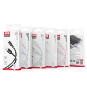 XO NB212 2.1A USB cable for Type-C devices, white color, fast charging, durable design