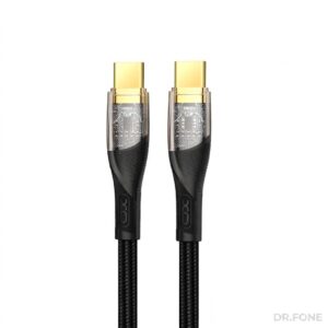 NB-Q223B Transparent Gold Plated Type-C to Type-C 60W braided data cable with durable and stylish design