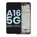 Samsung Galaxy A16 5G OLED display assembly with frame, black, 2024 model—includes screen, digitizer, and housing