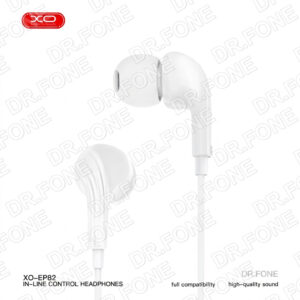 XO EP82 USB-C In-Ear Headphones in White, ergonomic design, in-line microphone, USB-C connector for clear calls