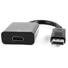 DP to HDMI Female Adapter in black, DisplayPort to HDMI converter for monitors and TVs