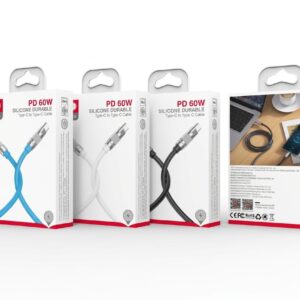 NB-Q228B PD60W Type-C to Type-C 1.2m silicone data cable with zinc alloy connectors