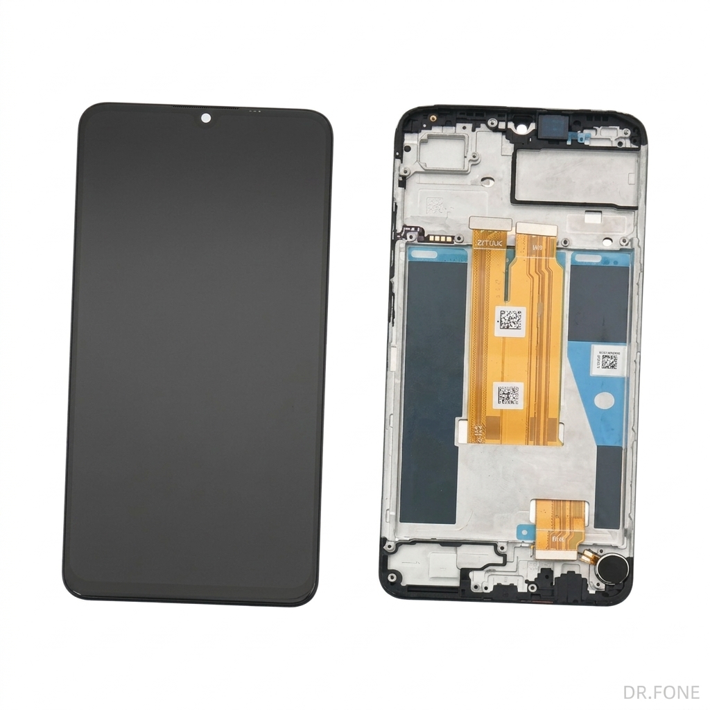 DRFONE-IMG-2015 Black LCD display replacement for Realme C61, C63 4G, N63 4G (2024) – front view, suitable for screen repair.