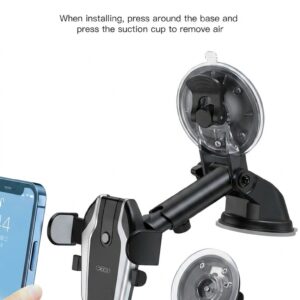 XO C77 universal car holder with suction plate for dashboard or windshield, black design