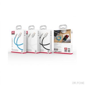 XO NB227 1.2m Lightning data cable with zinc alloy connectors, silicone TPE body, 6A fast charging
