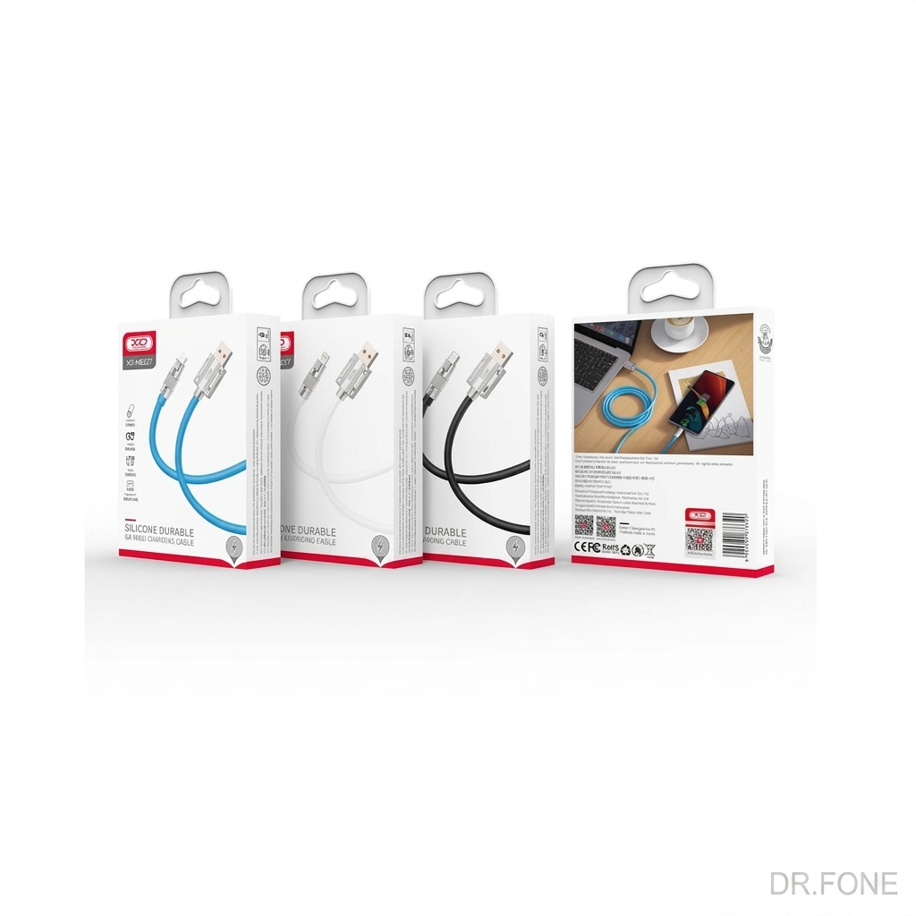 DRFONE-IMG-2487 XO NB227 1.2m Lightning data cable with zinc alloy connectors, silicone TPE body, 6A fast charging