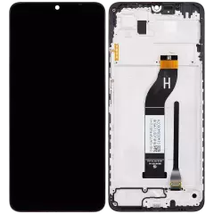 Black refurbished LCD assembly with frame for Xiaomi Redmi 13C 5G, Note 13R, and Poco M6 5G