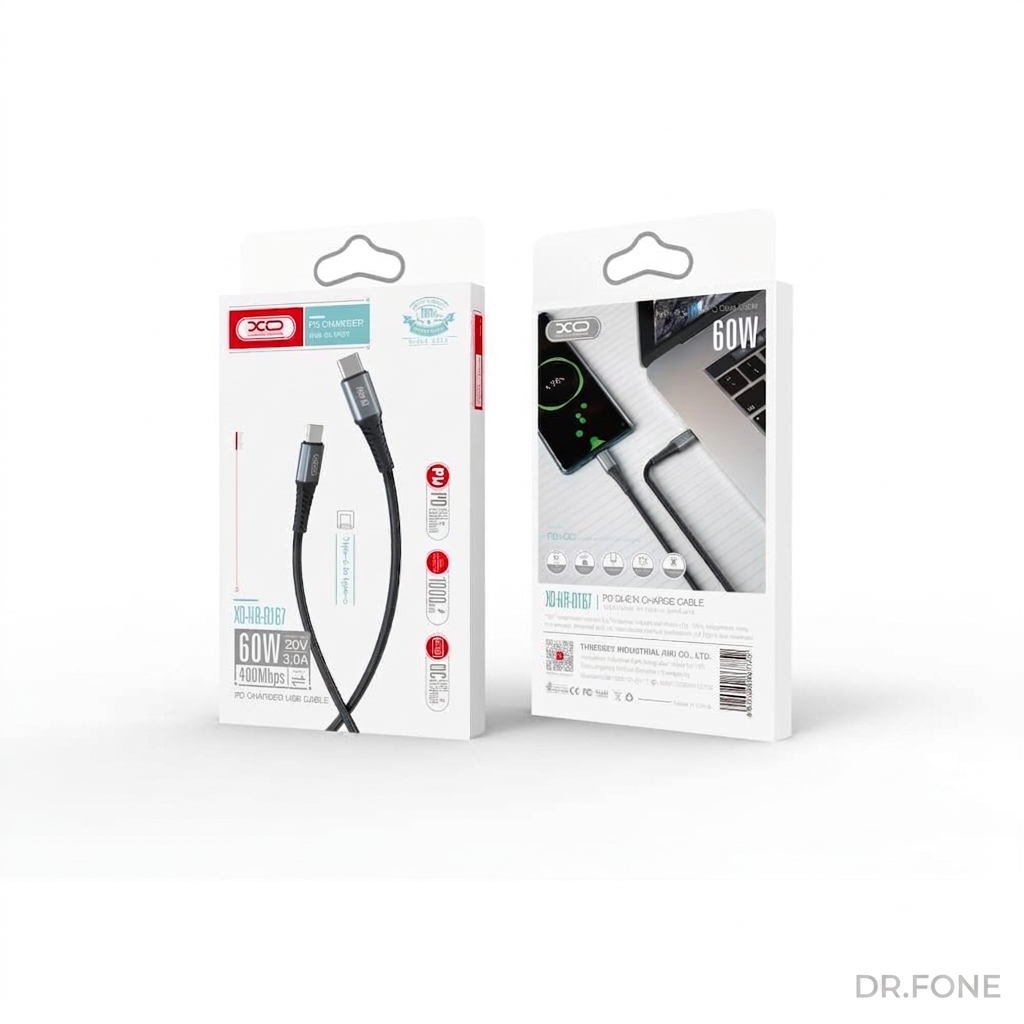 DRFONE-IMG-2635 NB-Q167 USB-C to USB-C 60W fast charging cable for smartphones, tablets, and laptops from DR.FONE Cyprus