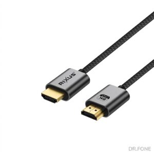 Rixus 8K HDMI Cable 2m – Premium 48Gbps, Braided, Space Gray
