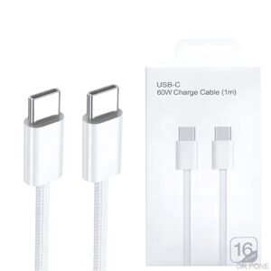 60W USB-C Charge Cable 1m for iPhone 17 16 15, fast charging, durable mobile accessory