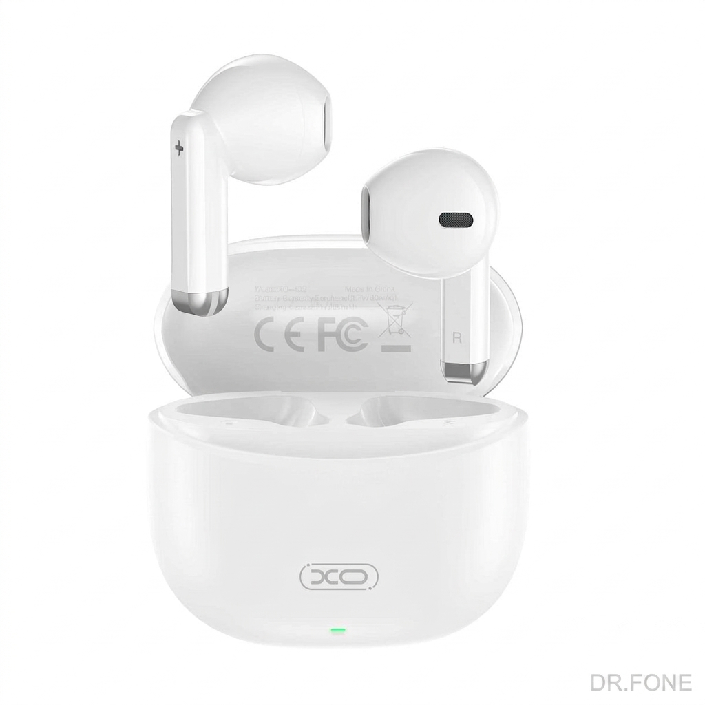 DRFONE-IMG-1 XO X33 TWS Bluetooth Earphones in white, true wireless stereo earbuds for mobile devices