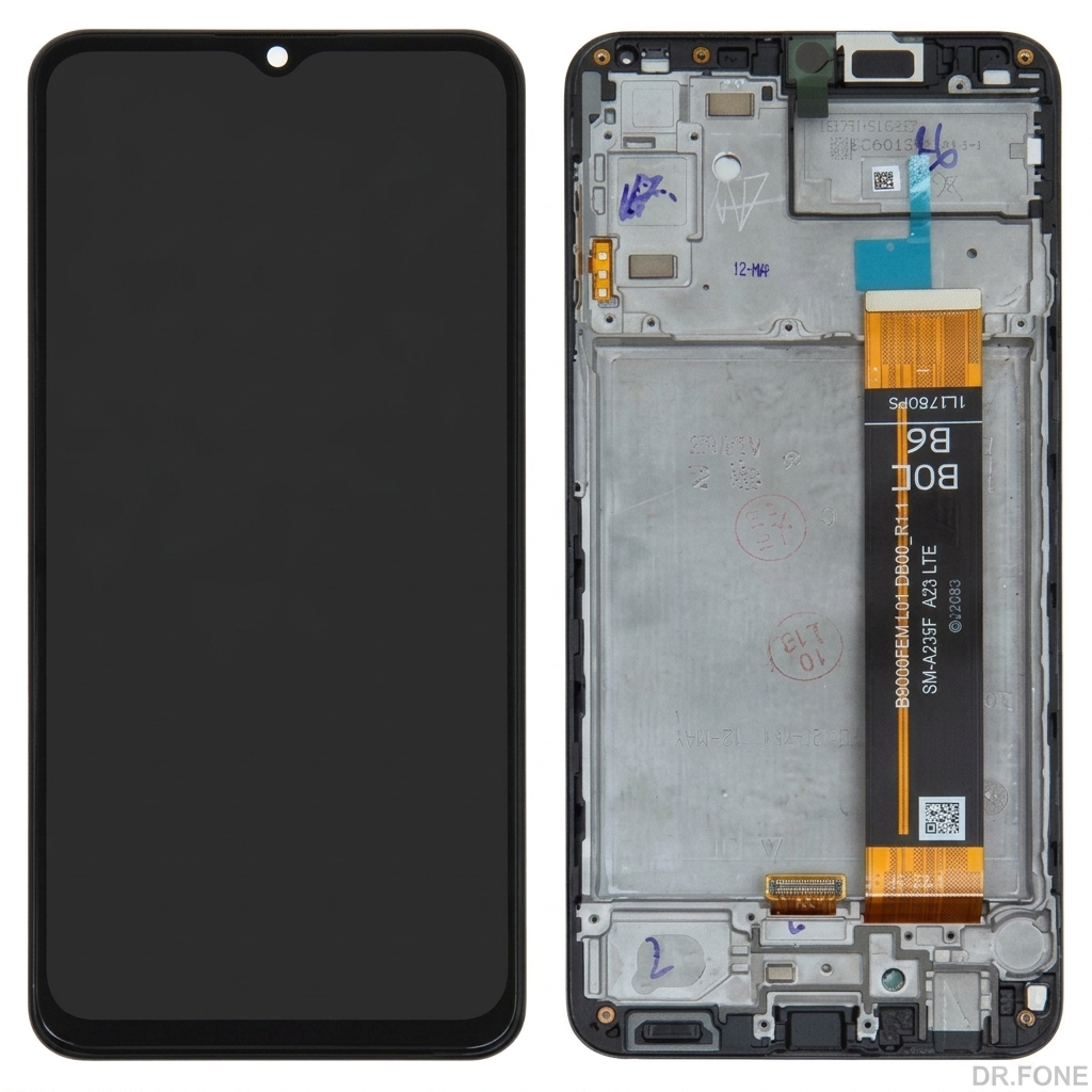 DRFONE-IMG-2438 Samsung Galaxy A23 4G A235 black LCD screen replacement for A23 2022, genuine display for repair