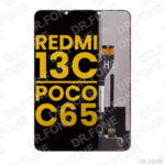 Refurbished black LCD assembly for Xiaomi Redmi 13C 4G and Xiaomi Poco C65, high-quality screen replacement