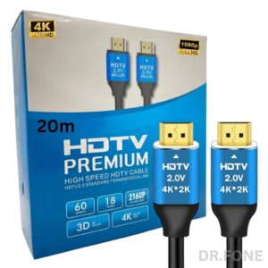 20m Premium High Speed HDMI 2.0 Cable 4K UHD, Gold-Plated Connectors