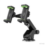 XO C117 suction cup phone holder mounted on center console, suitable for glass and oil-free surfaces