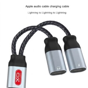 XO NBR160A Lightning to Dual Lightning audio adapter with integrated microphone for iPhone or iPad