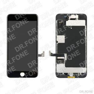 A Grade refurbished black LCD screen replacement for iPhone 8 and iPhone SE (2017), front view