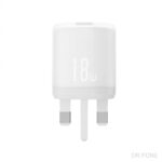 XO L157 18W USB-A QC3.0 fast wall charger with UK plug in white, compact and travel-friendly