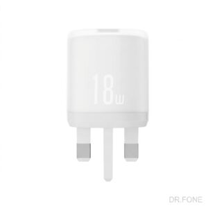 XO L157 18W USB-A QC3.0 fast wall charger with UK plug in white, compact and travel-friendly