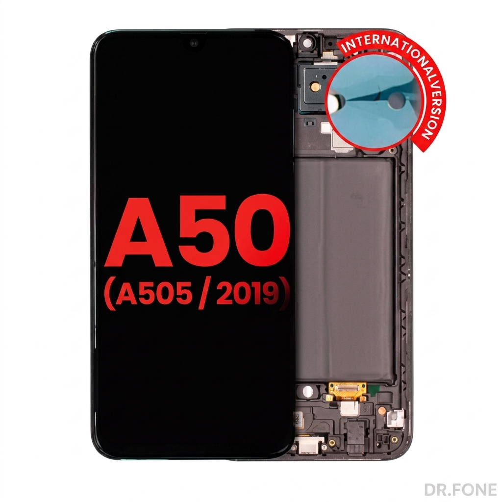 DRFONE-IMG-2121 OLED display assembly with frame for Samsung Galaxy A50 A505 (2019 international version), aftermarket plus