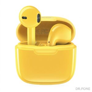 XO X23 TWS Bluetooth Headset in yellow – True Wireless Stereo earphones, stylish and compact design.