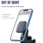 XO C98B Magnetic Car Phone Holder attached to center console, universal fit for smartphones