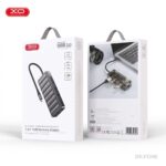 XO HUB016 7-in-1 multifunctional docking station with USB-C ports, HDMI, and SD card reader