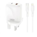 XO L158 UK PD20W/QC18W Fast Charger Set NB-Q231A with 1A1C dual ports and UK 3-pin plug