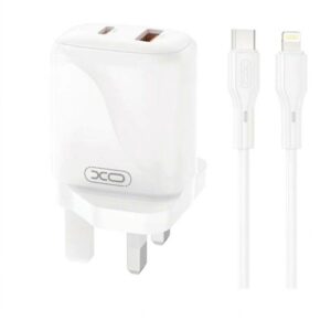 XO L158 UK PD20W/QC18W Fast Charger Set NB-Q231A with 1A1C dual ports and UK 3-pin plug