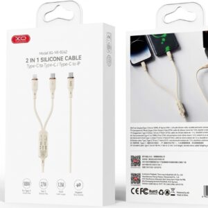 XO NB-Q262 2-in-1 silicone cable, flexible and durable charging accessory for multiple devices