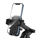 XO C76 universal car holder with sucker plate, strong suction cup, adjustable for smartphones, installed on car dashboard