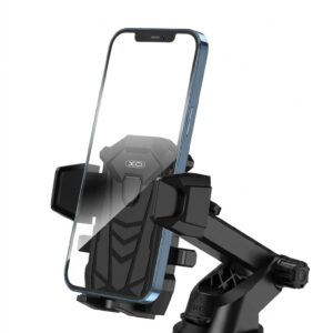 XO C76 universal car holder with sucker plate, strong suction cup, adjustable for smartphones, installed on car dashboard
