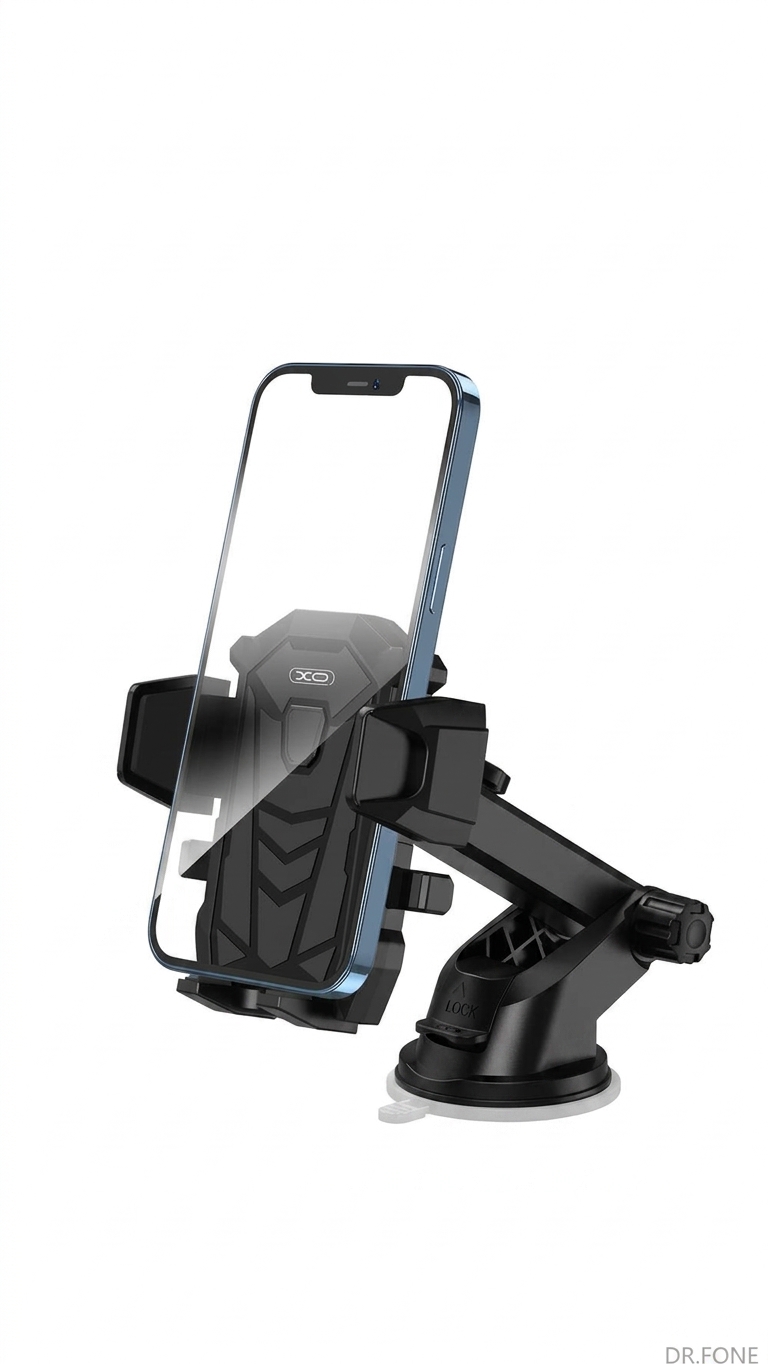 DRFONE-IMG-2557 XO C76 universal car holder with sucker plate, strong suction cup, adjustable for smartphones, installed on car dashboard