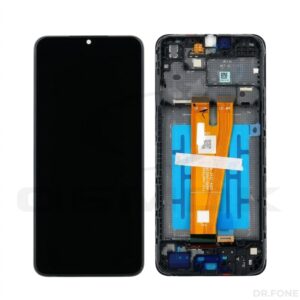 Original Samsung Galaxy A04 (A045) LCD display with black frame for 2022 model, genuine replacement part