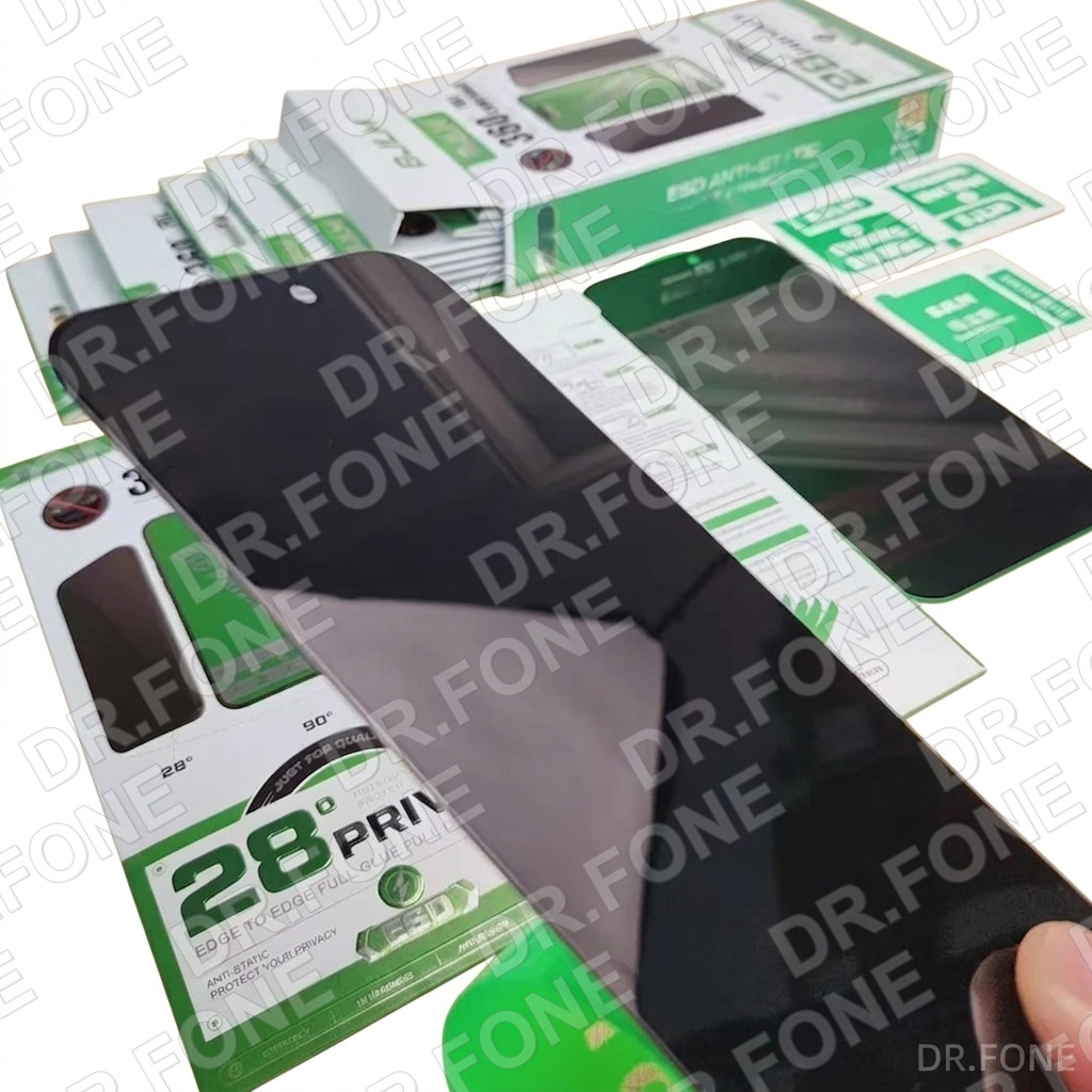 DRFONE-IMG-1 Privacy tempered glass screen protector for iPhone 11, full coverage, anti-spy, ESD technology