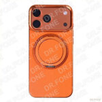 Rixus MagWrap Magnetic Case for iPhone 17 Pro Max, orange, with kickstand and MagSafe-compatible design