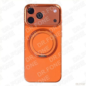 Rixus MagWrap Magnetic Case for iPhone 17 Pro Max, orange, with kickstand and MagSafe-compatible design