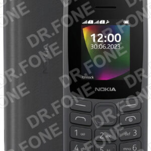 Nokia 106 (2023) dual SIM mobile phone, black, sturdy minimalist design, available at DR.FONE Cyprus
