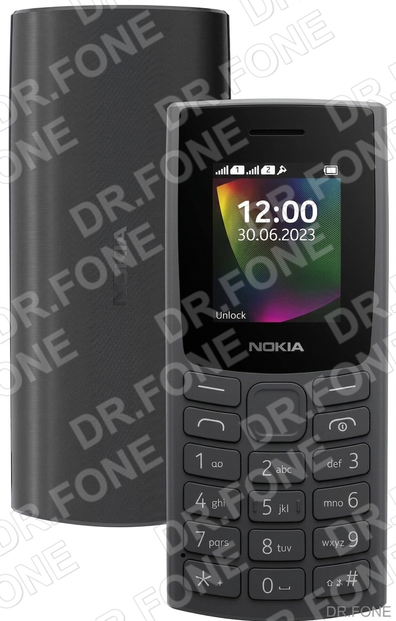 DRFONE-IMG-1 Nokia 106 (2023) dual SIM mobile phone, black, sturdy minimalist design, available at DR.FONE Cyprus