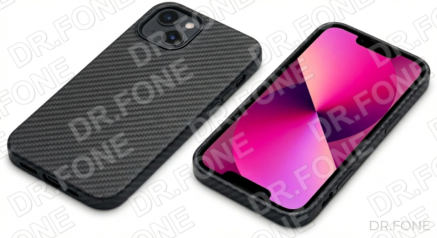 DRFONE-IMG-1 Rixus MagSafe Carbon Fiber Case for iPhone 13 Pro Max in black with premium carbon fiber textured finish