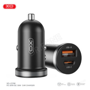XO CC56 Mini car charger A+C single port 35W/simultaneous 5V3A with USB-C cable(NB103) - Black