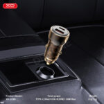 XO CC60 Smart Transparent Car Charger A30+C30 Simultaneous 60W+USB-C Data Cable Set Car Charger - Black - Image 3