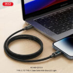 XO NB-Q312B USB-C to USB-C 240W High-Power + Blue Light Data Cable, 2m - Black - Image 2