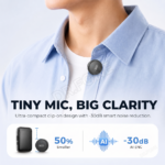 XO MC18 Dual Mic Noise Reduction 2 in 1 Wireless Lavalier Microphone - Black - Image 3
