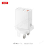 XO L163 30W Dual-Port Fast Charger, USB-C & USB-A, UK Plug, White